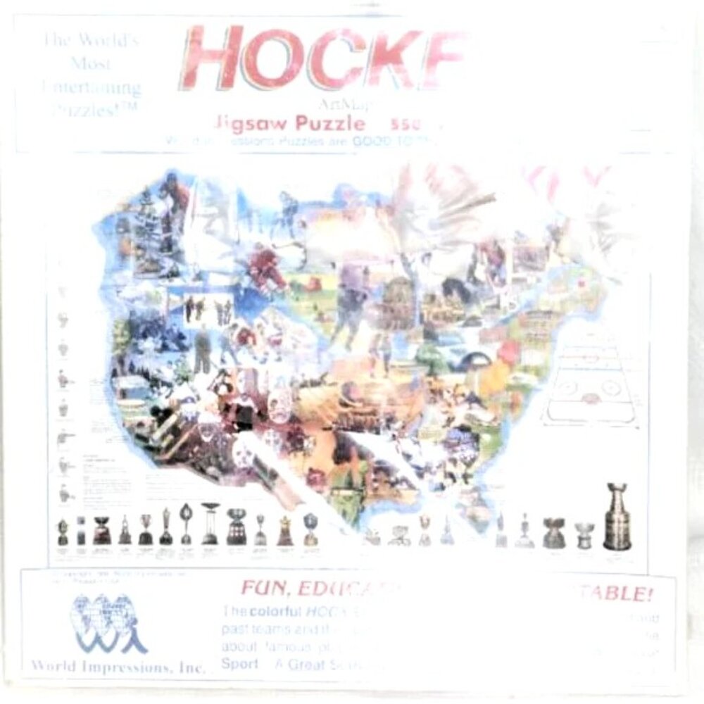 1994 World Impressions NHL HOCKEY PUZZLE Worlds Most Entertaining Puzzles Map
